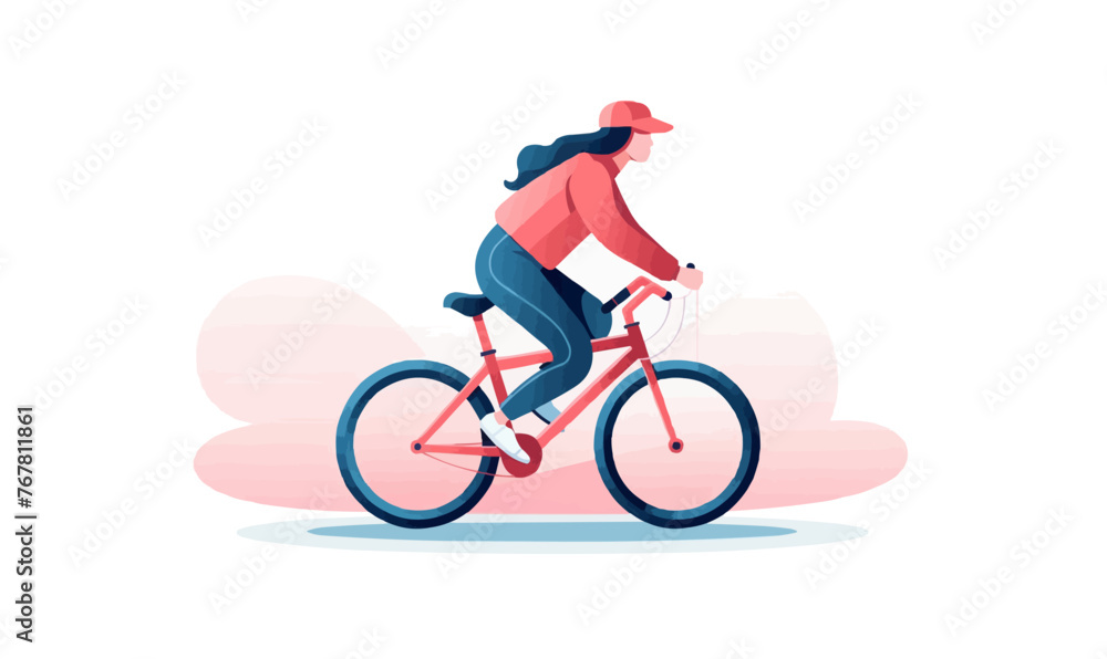 woman riding bicycle vector flat minimalistic isolated illustration