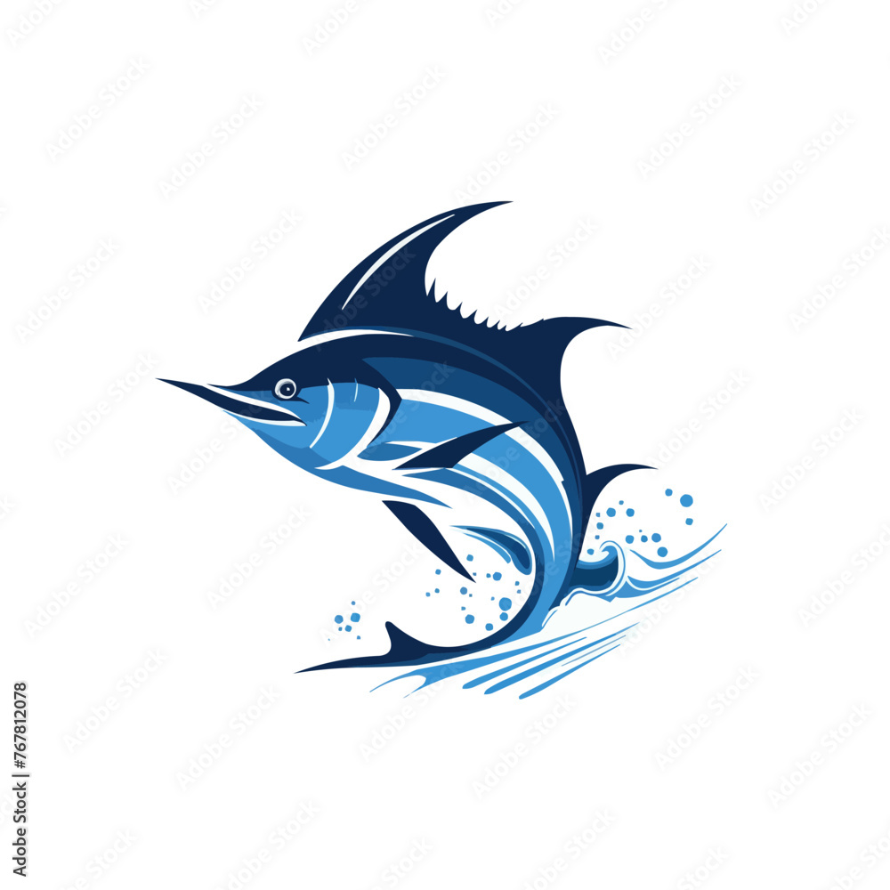 Marlin fish logo template. Sailfish jumping out of the water. Marlin fish logo template. Sailfish jumping out of the water.