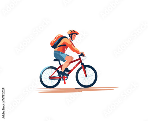 old man riding bicycle vector flat minimalistic isolated illustration