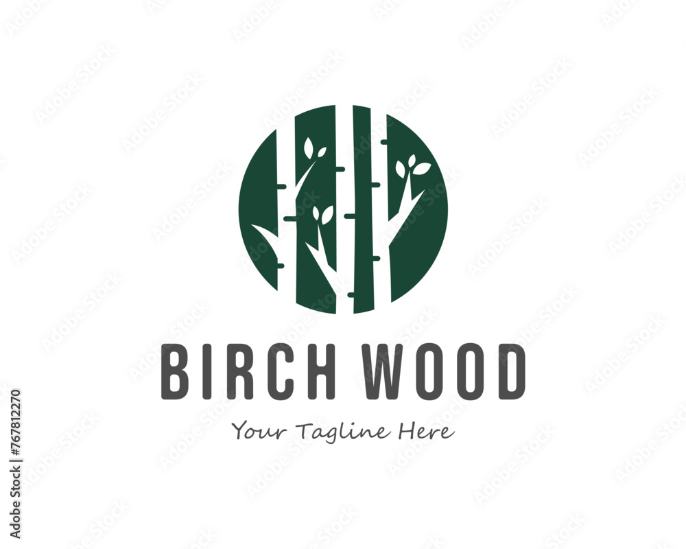 wood birch logo vector illustration