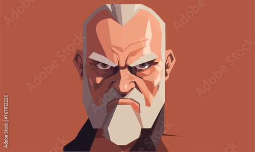 angry old man vector flat minimalistic isolated illustration -