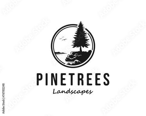 pinetrees logo vector illustration photo