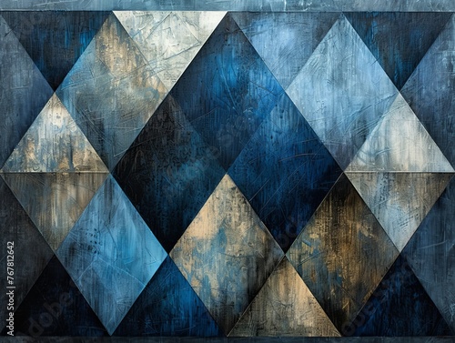 Sleek, contemporary abstract art in black and blue with a dynamic texture, elegant geometric patterns, and a premium, luxurious feel.