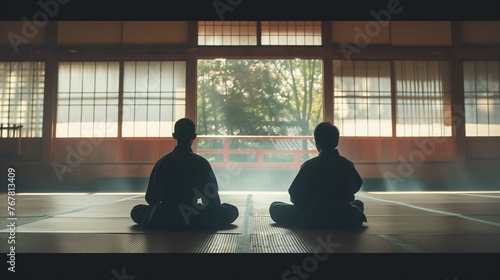 Dojo Reverence: Martial Artist's Respectful Kneel