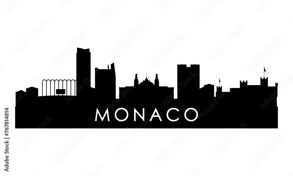 Monaco skyline silhouette. Black Monaco city design isolated on white background. 