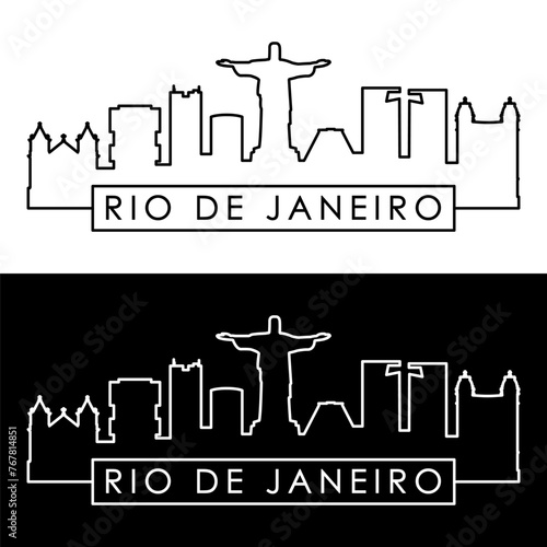 Rio de Janeiro skyline. Linear style.
Rio de Janeiro city single line. Editable vector file.