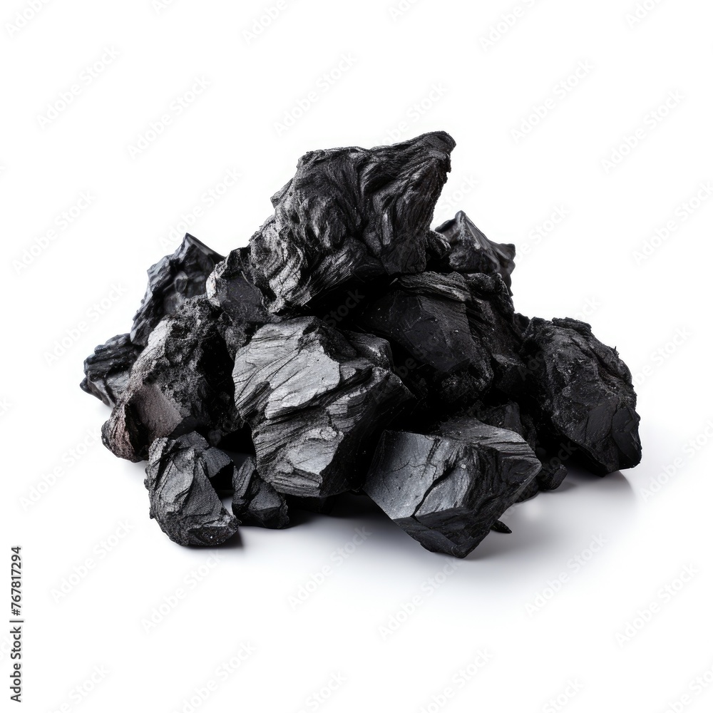 Photo of coal isolated on white background