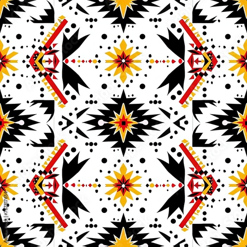 Ethnic Tribal Print Design,Native American Inspired Seamless Textile Pattern