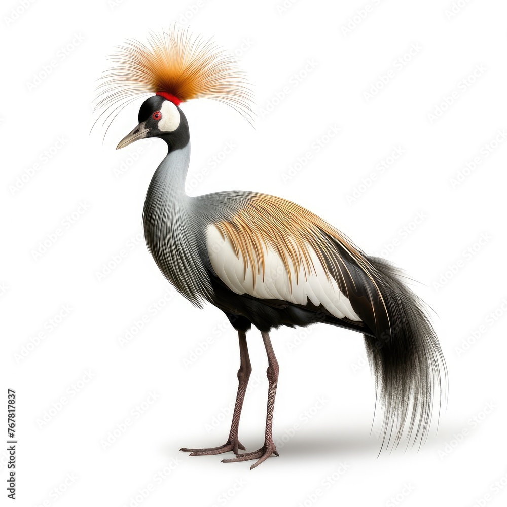 Photo of crowned crane isolated on white background Photo of crowned crane isolated on white background