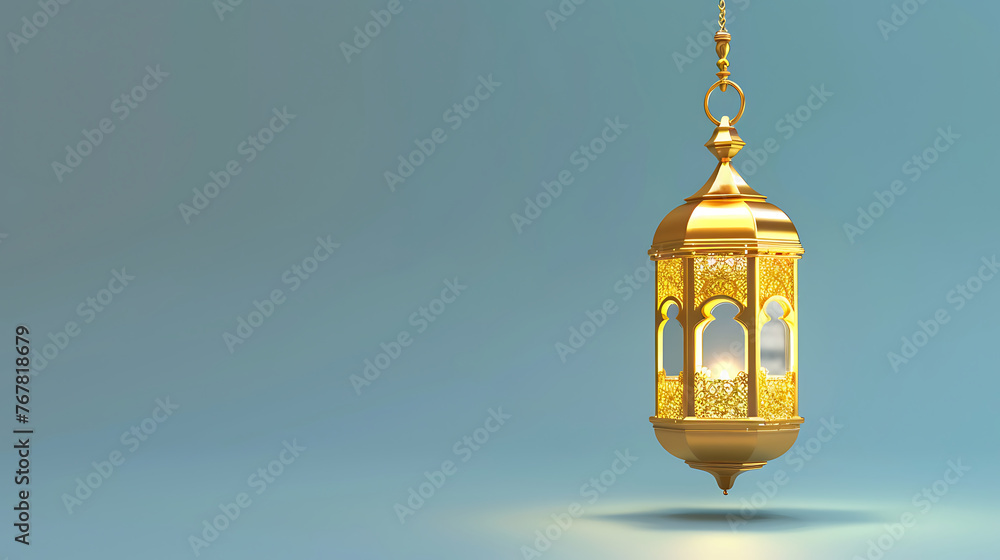 Islamic gold lantern on plain background Islamic gold lantern on plain background