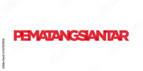 Pematang Siantar in the Indonesia emblem. The design features a geometric style, vector illustration with bold typography in a modern font. The graphic slogan lettering. photo