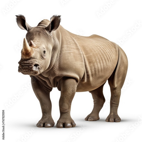 Photo of rhinoceros isolated on white background