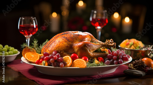 roasted country with vegetables and wine,Crispy duck breast with golden brown potatoes.Bliss companions thanksgiving christmas eve celebrate supper party with nourishment wine and snicker along with b photo