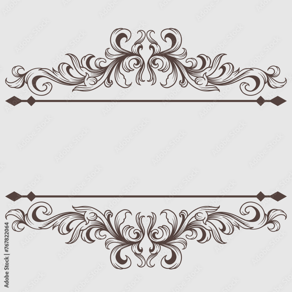Vintage Classical baroque ornament and decorative design element filigree.
