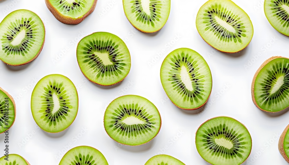 Fototapeta premium Sliced ​​kiwi on a white background. 
