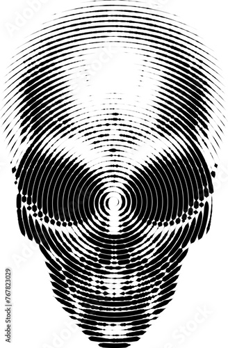 Halftone alien head vector illustration
