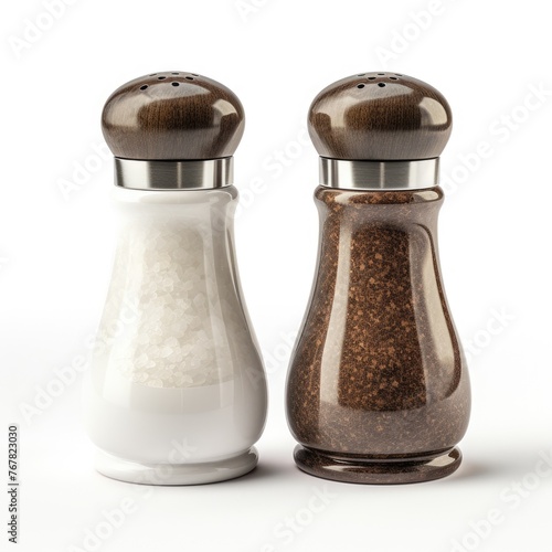 Photo of salt and pepper shaker isolated on white background