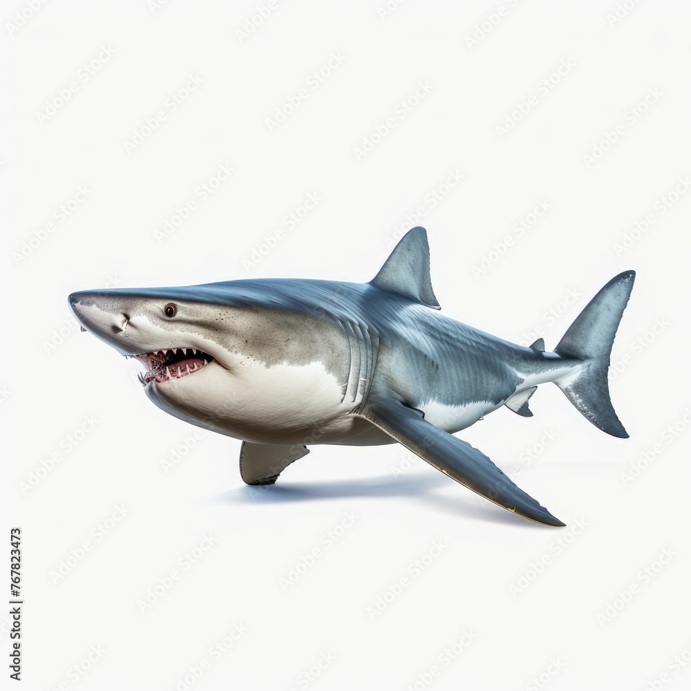 Fototapeta premium Photo of shark isolated on white background