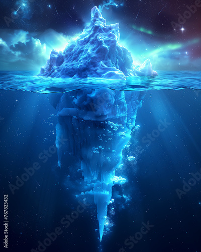 surreal, mystical image of high quality, depicting the tip of an iceberg photo
