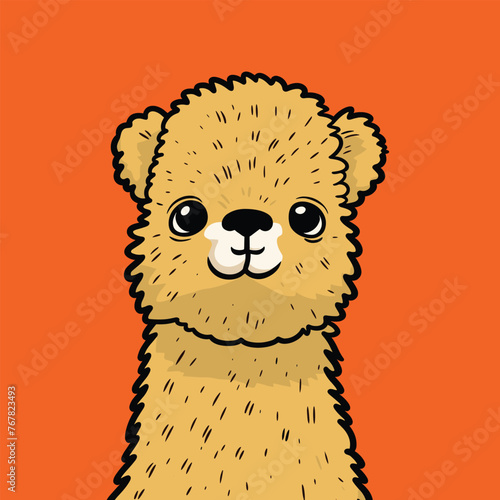 A cartoon alpaca with big eyes