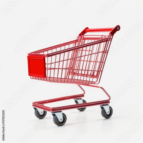 Photo of shopping cart isolated on white background