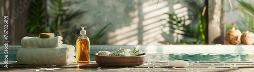 A serene spa setting with products derived from the sea like seaweed wraps and salt scrubs photo