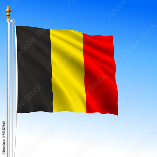Kingdom of Belgium official waving flag  European Union  vector illustration