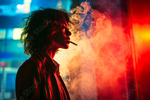 Woman smoking fantastic lighting backlit projector, street scenes with vibran colors, cross-processing/processed --ar 3:2 --stylize 250 --v 5.2 Job ID: 0231113e-b8b8-46ea-86ad-b44f4302ddd7 photo