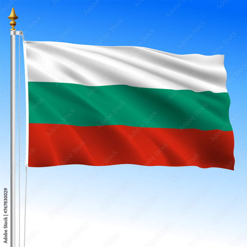 Bulgaria official national waving flag, European Union, vector illustration