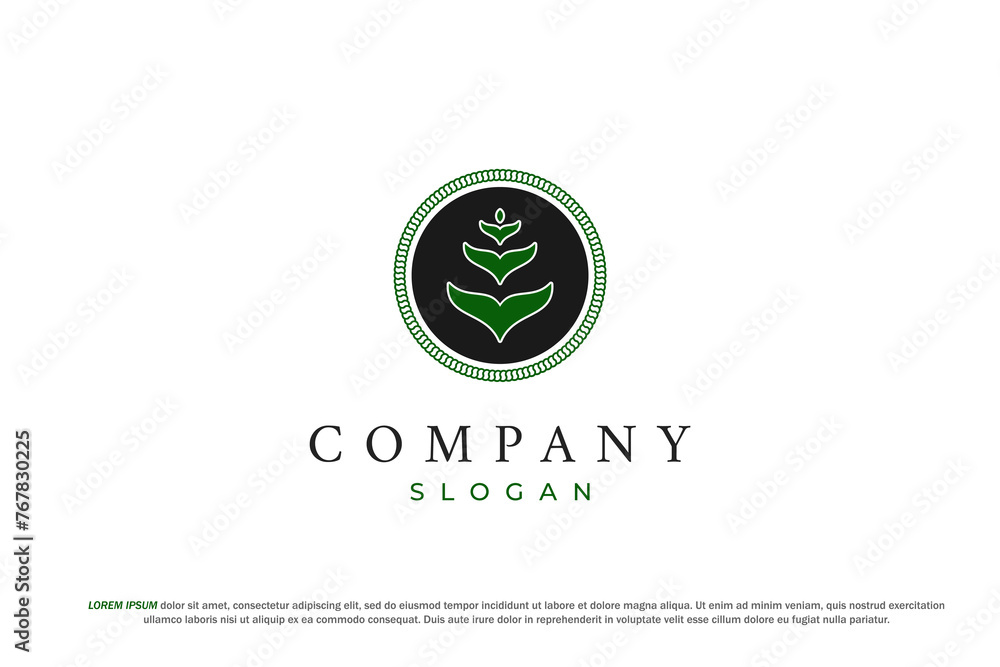 classic plant emblem logo circle classic plant emblem logo circle