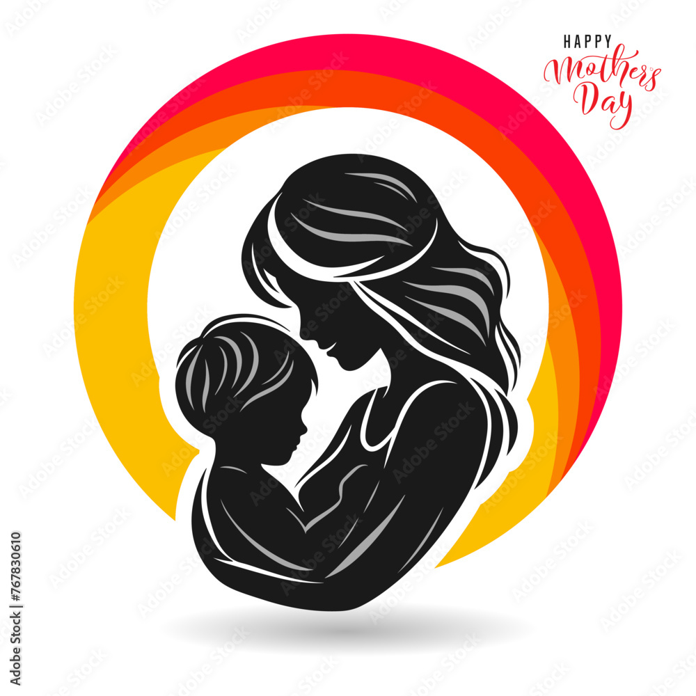 Happy Mother's day special silhouette design of mama and kid. For print, t-shirt, poster, label, gift, web banner, greeting card, design elements and many more. Happy Mother's day special silhouette design of mama and kid. For print, t-shirt, poster, label, gift, web banner, greeting card, design elements and many more.