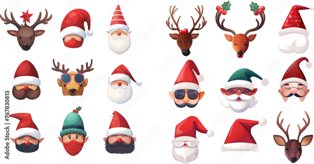 Santas beard and mustaches mask, snowman deer head costume accessory
