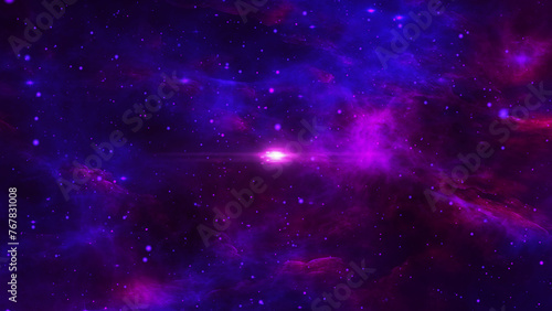 Space background. Flight in space with simulation of galaxies and nebulae. Stunning galaxy. Night sky with stars and nebula. 3D rendering. © Tetiana