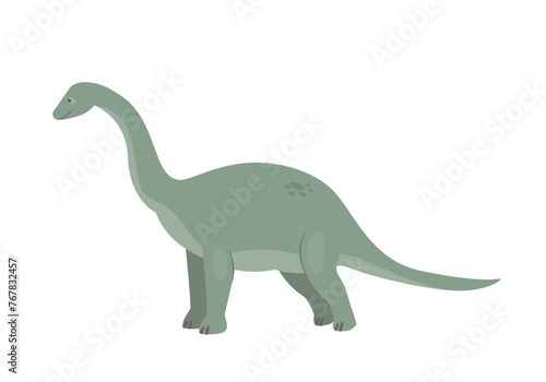 Fototapeta Naklejka Na Ścianę i Meble -  Brontosaurus dinosaur animal. Prehistoric animal, jungle reptiles group, jurassic world evolution cartoon vector illustration