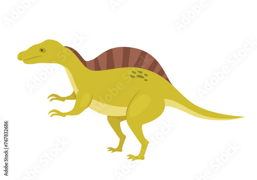 Spinosaurus dinosaur animal. Prehistoric animal  jungle reptiles group  jurassic world evolution cartoon vector illustration