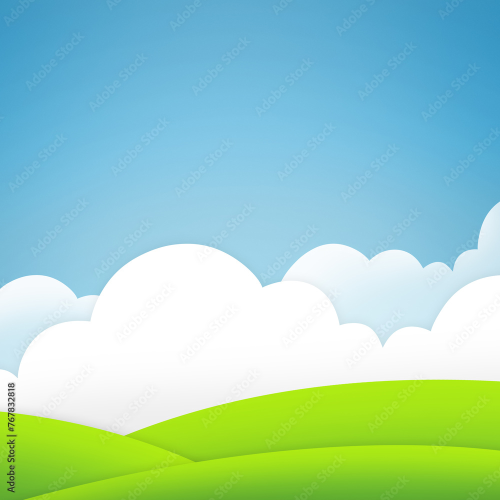 Clouds, blue sky or grass in graphic, background or creative applique on wallpaper art mockup. Space cutout, cloudscape or poster of horizon, skyline or meadow in artistic, scenery or landscape Clouds, blue sky or grass in graphic, background or creative applique on wallpaper art mockup. Space cutout, cloudscape or poster of horizon, skyline or meadow in artistic, scenery or landscape