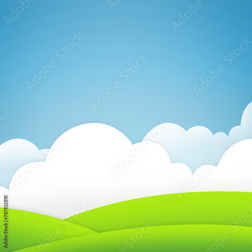 Canvas Print Clouds, blue sky or grass in graphic, background or creative applique on wallpaper art mockup