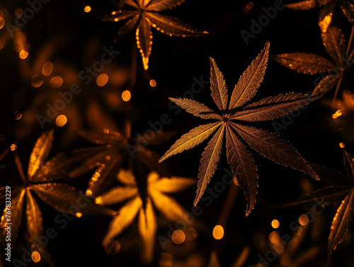 leaf background, black and gold background,
