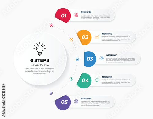 Vector infographic template design with 5 options or steps business data visualization template design. Can be used for process diagram, presentations, workflow layout, flow chart, steps, banner.