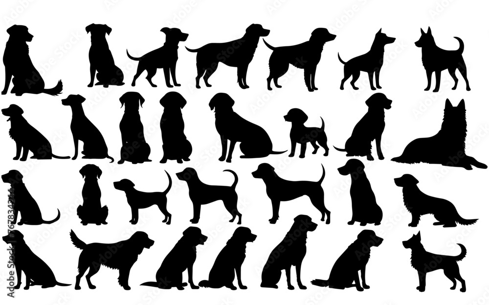 set of a dog silhouette vector illustration
