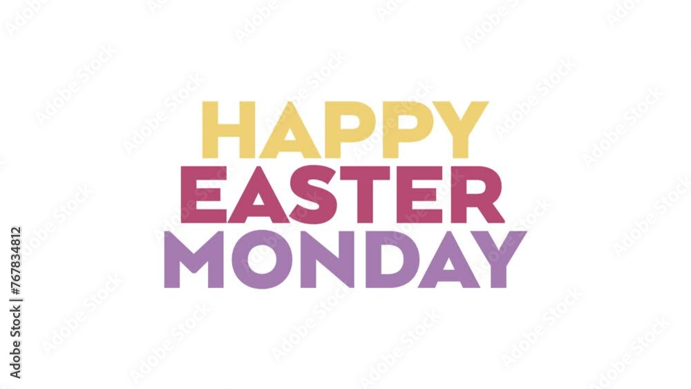 Happy Easter Monday cinematic fade-in and fade-out seamlessly loopable minimal and colorful text animation on a white background great for celebrating and wishing happy easter monday Happy Easter Monday cinematic fade-in and fade-out seamlessly loopable minimal and colorful text animation on a white background great for celebrating and wishing happy easter monday