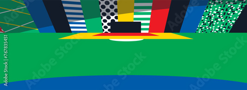 Soccer championship abstract Summer Football 2024 Group Stage of the European football tournament in Germany poster National flags pattern European soccer teams competition Final draw Goal sign