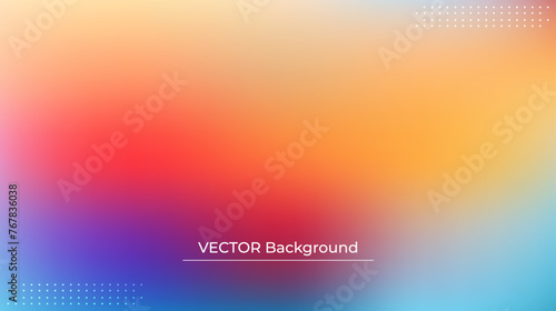 Abstract blurred gradient mesh background in bright rainbow colors. Colorful smooth banner template. Easy editable soft colored vector illustration in EPS10 without transparency.