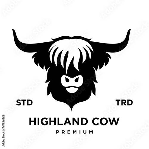 highland cattle cow illustration hand drawn symbol icon logo design