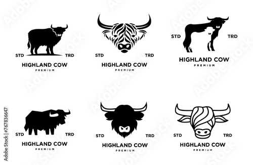 highland cattle cow illustration hand drawn symbol icon logo design © Alpha Vector