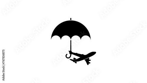 Travel Insurance symbol, black isolated silhouette