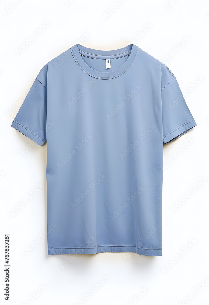 Blank T-shirt in a light blue color mock up isolated on white background Blank T-shirt in a light blue color mock up isolated on white background
