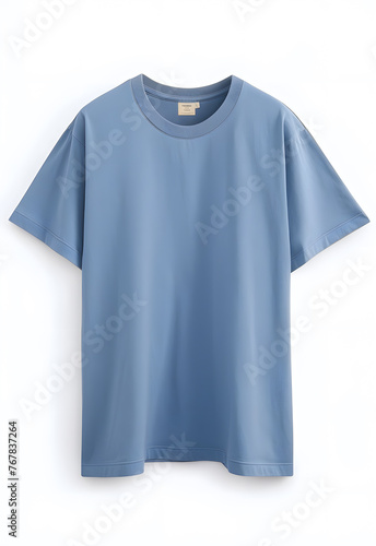 Blank T-shirt in a light blue color mock up isolated on white background