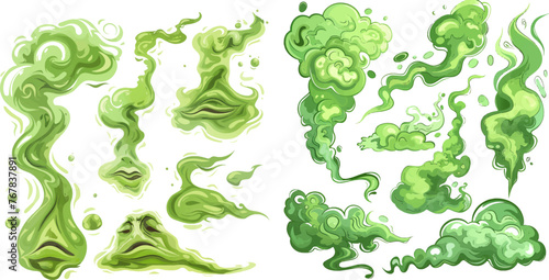 Smoking fog cloud  comic explosive puffs or swirl wind