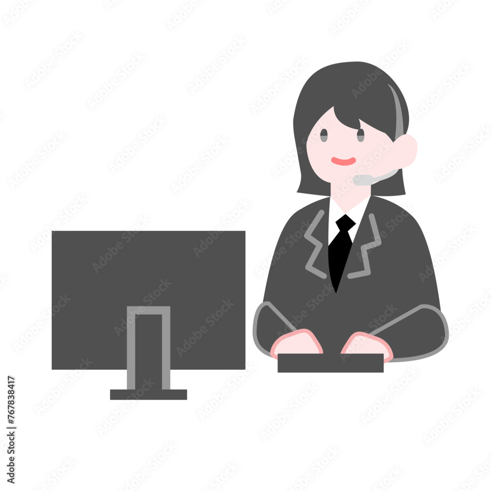 満足げな表情のコールセンター の女性